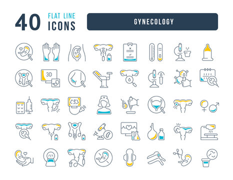 Set of linear icons of Gynecology