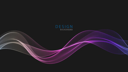 Abstract colorful lines design Black background and colorful wave