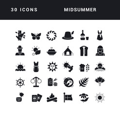 Set of simple icons of Midsummer
