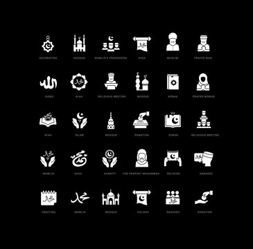 Set of simple icons of Mawlid