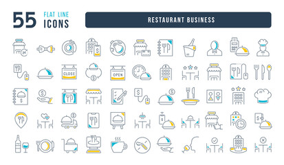 Set of linear icons of Restaurant Business