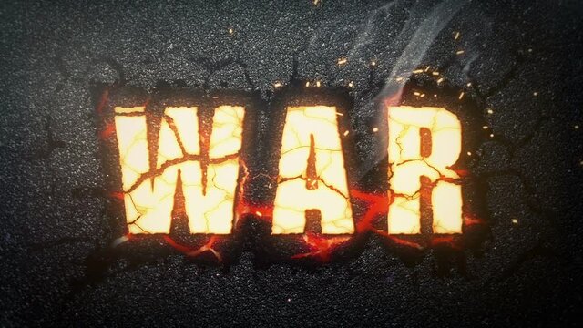 War. Symbolic burning sign on the black background