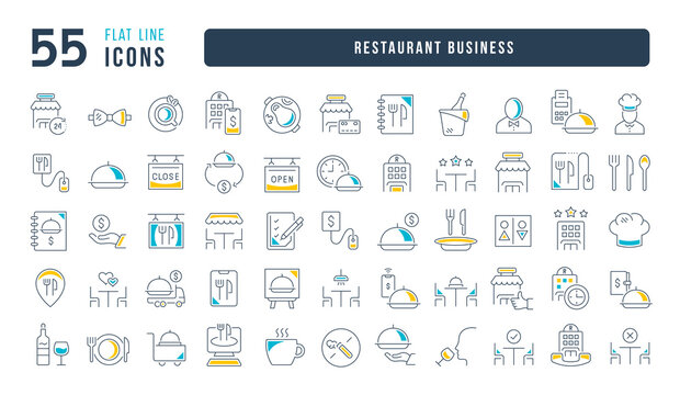 Set of linear icons of Restaurant Business