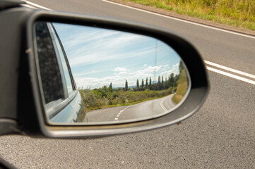 Rear view mirror landscape.
