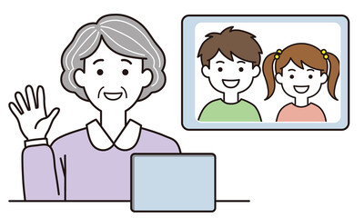 祖母と孫（リモート帰省）