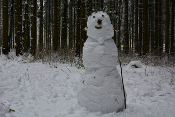 Snowman in the forest
