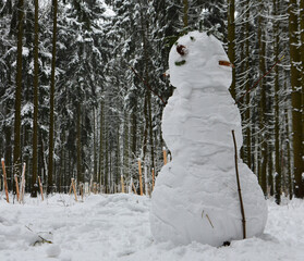 Snowman in the forest