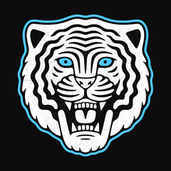 Angry tiger head. Retro mascot logo.