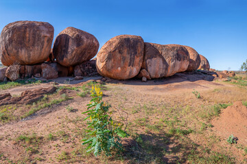 Fototapeta na wymiar The Devils Marbles are a natural rock formation in the outback of the Northern Territory, Australia. 