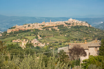 Fototapeta na wymiar Panoramic view of the city of Orvieto with the cathedral towering from the skyline