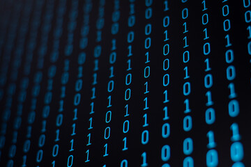 Computer screen with binary code. Concept of digital information