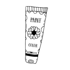 Tube of paint. Outline art icon.