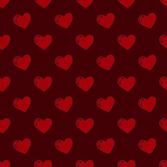 Valentines day background with red hearts.