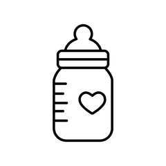 baby bottle milk feeding line icon