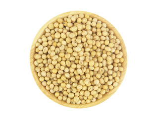 Top view of soy beans in bowl isolated on white background	