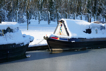 Winter snow canal scene