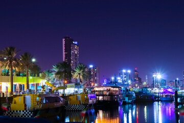city skyline at night