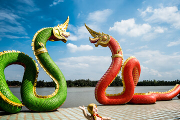 King of Nagas statue in Temple Thailand.