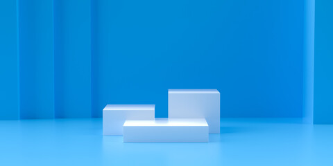 3D render blue geometric background