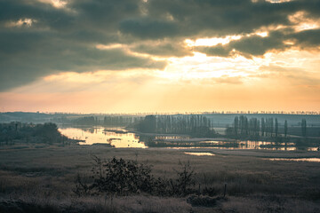 Fototapeta premium Winter moring among fields