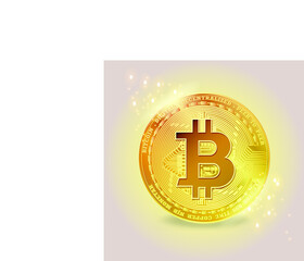 Bitcoin. Golden cryptocurrency coin. Electronics finance money symbol icon. 