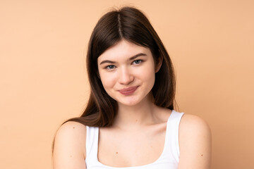 Young woman isolated on beige background 