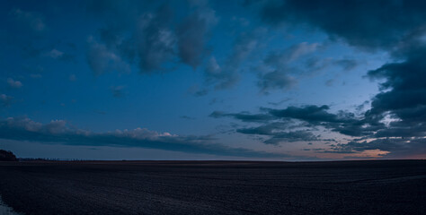 Winter moring among fields