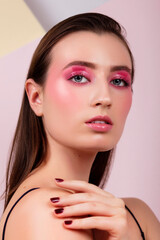 Fashion Creative Makeup Colourful Young Model Editorial Studio Beauty Hair Portrait