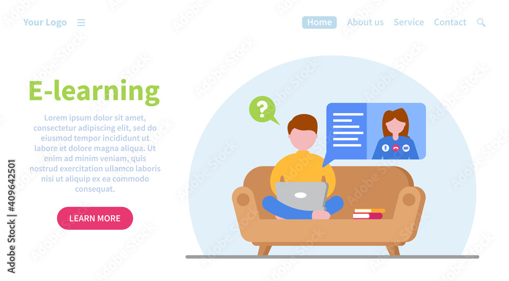 Wall mural web banner concept for online education. e-learning. can be used on websites and mobile applications