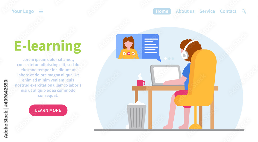 Wall mural web banner concept for online education. e-learning. can be used on websites and mobile applications
