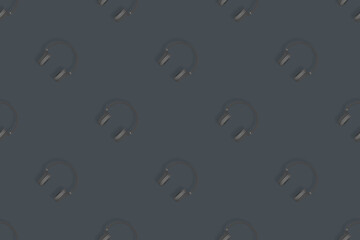 Headphones seamless pattern. Seamless pattern on the theme of headphones, music.