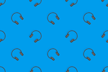 Headphones seamless pattern. Seamless pattern on the theme of headphones, music.