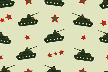 Seamless vector pattern of Fatherland Defenders Day tank, vector seamless pattern, Editable can be used for web page backgrounds, pattern fills