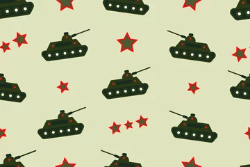 Foto op Plexiglas Militair patroon Naadloze vector patroon van vaderland verdedigers dag tank, vector naadloze patroon, bewerkbare kan worden gebruikt voor webpagina-achtergronden, opvulpatronen