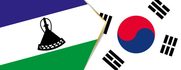 Lesotho and South Korea flags, two vector flags.