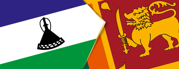 Lesotho and Sri Lanka flags, two vector flags.