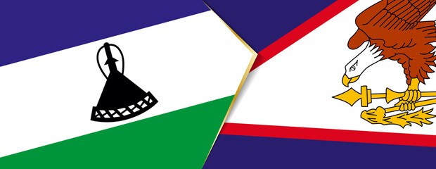 Lesotho and American Samoa flags, two vector flags.