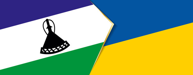 Lesotho and Ukraine flags, two vector flags.