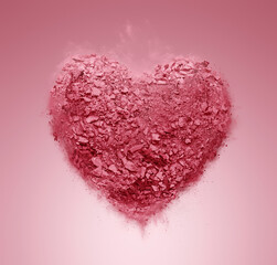 Cracked pink powder in heart shape