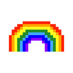 Pixel rainbow icon. Colored silhouette. Vector flat graphic illustration. The isolated object on a white background. Isolate.