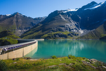 Beautiful view of dam At Mooserboden Lake in Austria