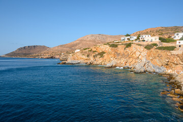 Fototapeta premium Coast of Sikinos, one of the most secluded Greek islands of the Cyclades. Greece