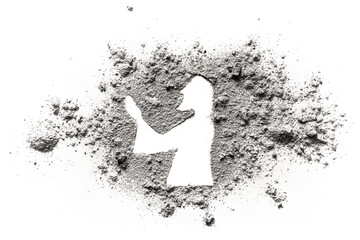 Jesus Christ pray and fast in desert on Lent period, silhouette drawing as Ash Wdnesday illustration, christian God  in suffering © domagoj8888