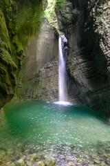Kozjak waterfall in Kobarid, Slovenia