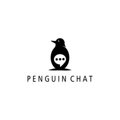penguin chat logo design vector illustration