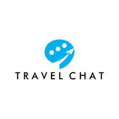 travel logo illustration chat design template vector