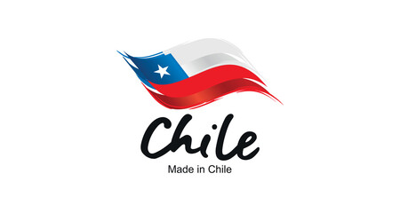 Made in Chile handwritten flag ribbon typography lettering logo label banner
