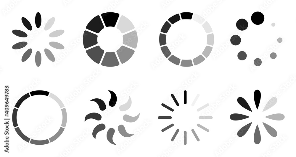 Poster Set loading bar icons. Progress bar loading signs. Collection loading bar in different design – stock vector