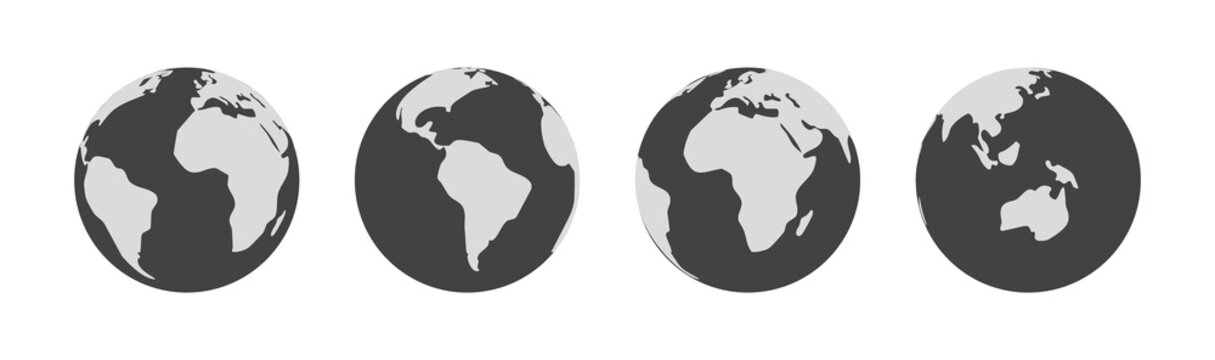 Symbol earth globe world. Vector planet sign. Simple silhouette worldwide map shape element.