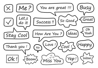 Collection hand drawn of speech bubbles vector 